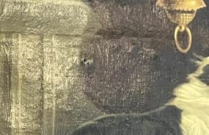 پارگی تابلوی کمال‌الملک در کاخ گلستان با میخ